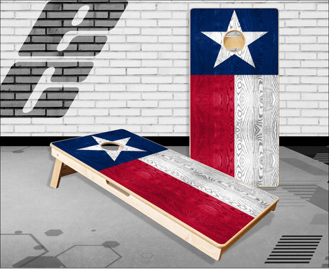 Texas Flag Weathered Wood Cornhole Boards