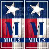 Texas Flag Wood Name Cornhole Wrap