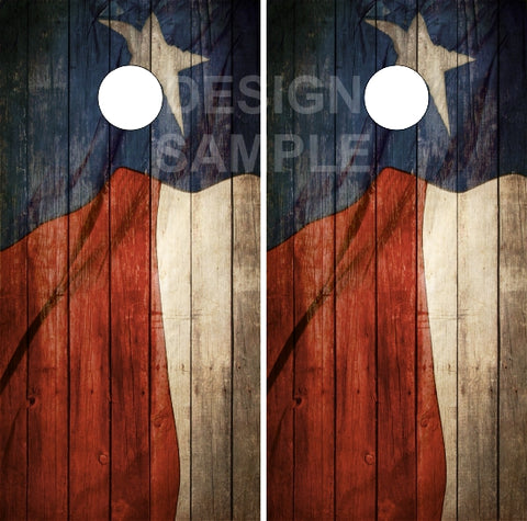 Texas Rustic Flag Cornhole Wrap