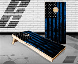 Thin Blue Line Grunge Flag Cornhole Boards