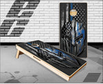 Thin Blue Line Spartan Police Flag Cornhole Boards