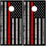 Thin Red Line Distressed Flag UV Direct Print Cornhole Tops