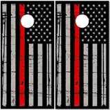 Thin Red Line Distressed Flag UV Direct Print Cornhole Tops