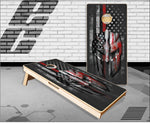 Thin Red Line Spartan Helmet Cornhole Boards