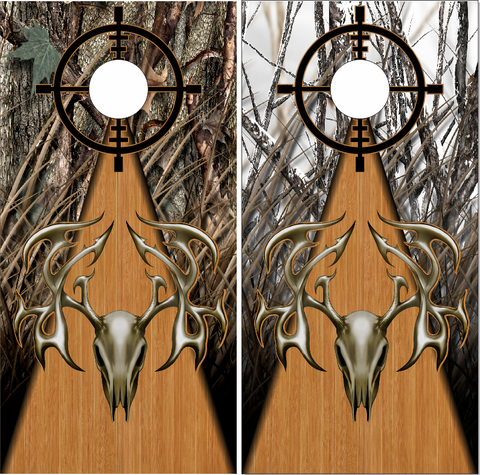 Tribal Buck Skull Camo Hunter Cornhole Wrap