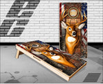 Trophy Deer Camo Flag Cornhole Boards