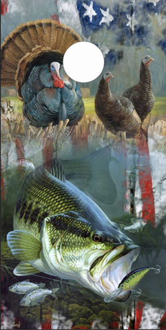 Turkey Bass Hunting Flag UV Direct Print Cornhole Tops