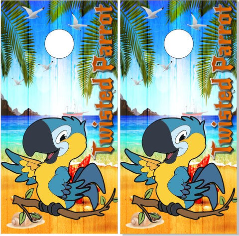 Twisted Parrot Beach UV Direct Print Cornhole Tops