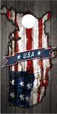 USA American Flag Weathered Wood Cornhole Wrap