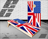 Union Jack American Flag Grunge2 Cornhole Boards