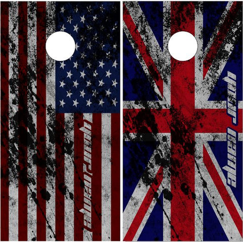 Union Jack American Flag Grunge Cornhole Tops