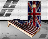 Union Jack American Flag Grunge Cornhole Boards