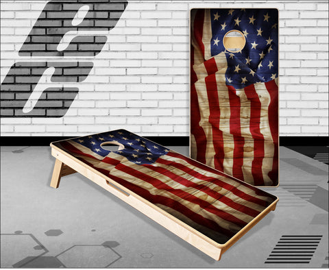Vintage American Flag Cornhole Boards