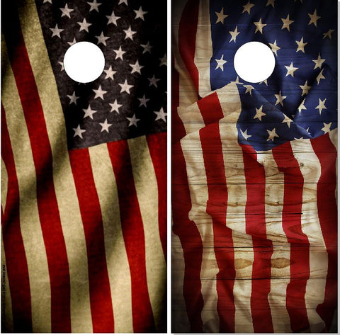 Vintage American Flag UV Direct Print Cornhole Tops