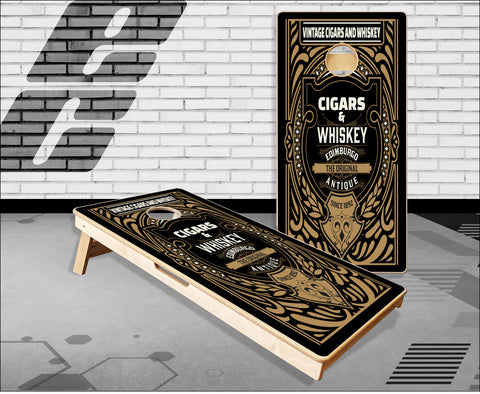 Vintage Cigars And Whiskey Cornhole Boards