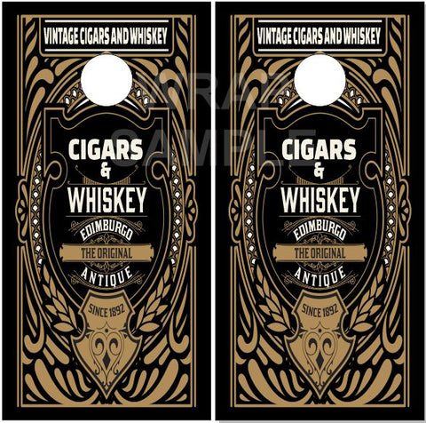 Vintage Cigars And Whiskey Cornhole Wrap