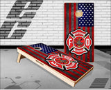 Volunteer Firefighter Flag Wood V2 Cornhole Boards