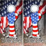 We The People Flag Wood UV Direct Print Cornhole Tops