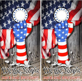 We The People Flag Wood UV Direct Print Cornhole Tops