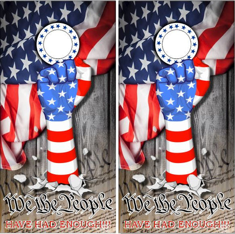 We The People Flag Wood UV Direct Print Cornhole Tops