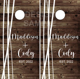 Wedding Date Wood Vines Cornhole Wrap