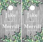 Wedding Name Floral Wood UV Direct Print Cornhole Tops