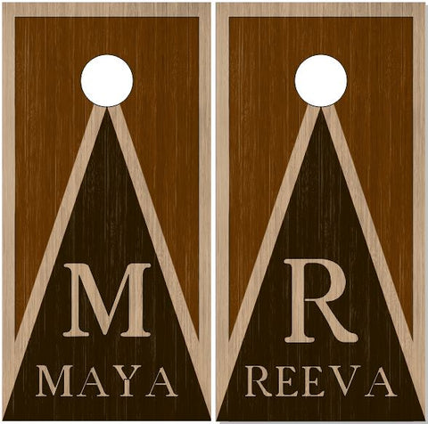 Wedding Wood Stained Wood Cornhole Wrap