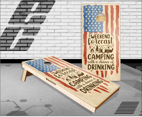 Weekend Forecast Camping Drinking Cornhole Boards