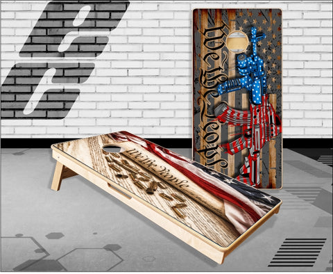 We the People Flag Gun Constitution Cornhole Boards