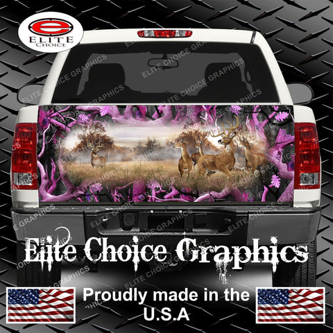 Whitetail Buck Obliteration Pink Camo Tailgate Wrap