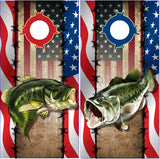 Wicked Wire Bass American Flag Cornhole Wrap