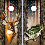 Wicked Wire Bass Buck Camo Flag UV Direct Print Cornhole Tops