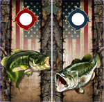 Wicked Wire Bass Fish Flag Camo UV Direct Print Cornhole Tops