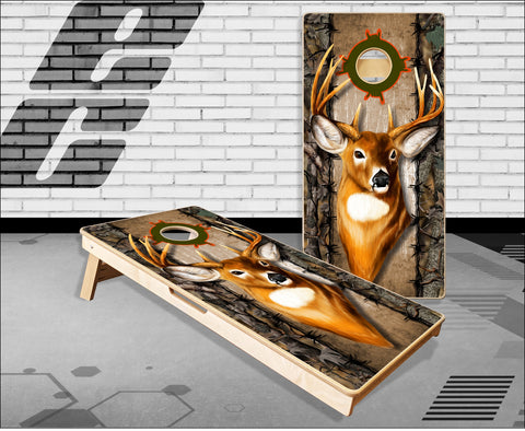Wicked Wire Camo Deer Buck Cornhole Boards