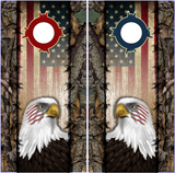 Wicked Wire Eagle Flag Camo UV Direct Print Cornhole Tops