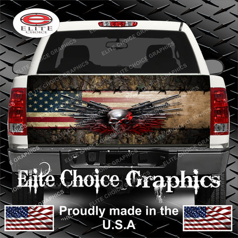 Wicked Wire Gun Wings Camo Flag Tailgate Wrap