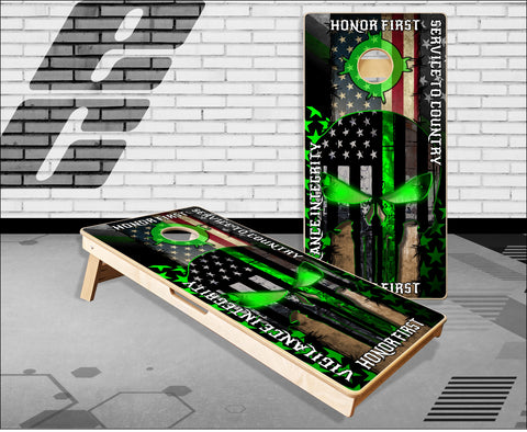Wicked Wire Thin Red Green Line Cornhole Boards