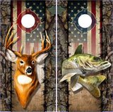 Wicked Wire Walleye Buck Flag Camo UV Direct Print Cornhole Tops