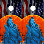 Wolf American Flag Howl UV Direct Print Cornhole Tops