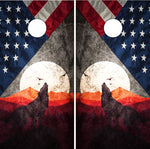 Wolf American Flag UV Direct Print Cornhole Tops