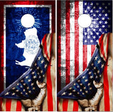 Wyoming American Flag Pull UV Direct Print Cornhole Tops