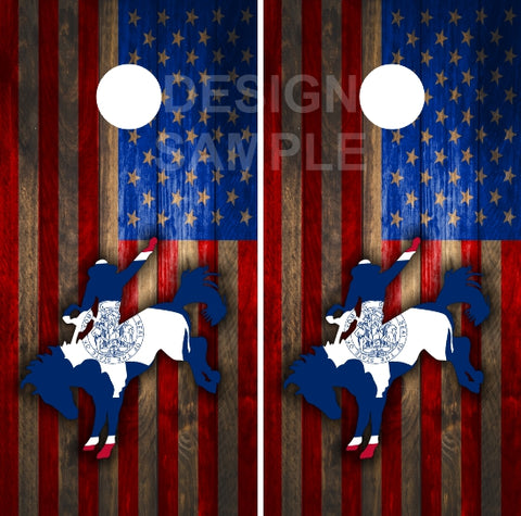 Wyoming Cowboy Rodeo UV Direct Print Cornhole Tops