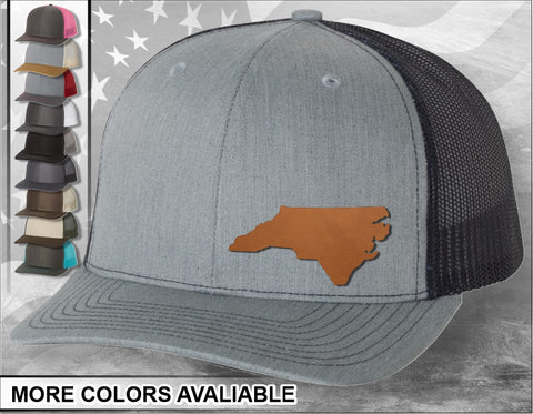 Your State Laser Engraved Leather Patch Trucker Hat