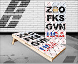 Zero Fcks American Flag Cornhole Boards