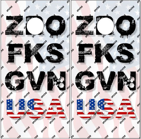 Zero Fucks Given American Flag UV Direct Print Cornhole Tops