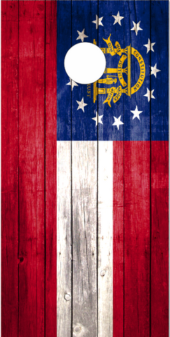 Georgia Flag Weathered Wood UV Direct Print Cornhole Tops