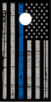 Police Thin Blue Line Flag Cornhole Wrap Bag Toss Decal Baggo Skin Sticker Wraps Laminated or Non Laminated