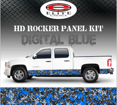 Digital Blue Camo Rocker Panel Graphic Decal Wrap Truck SUV - 12" x 24FT