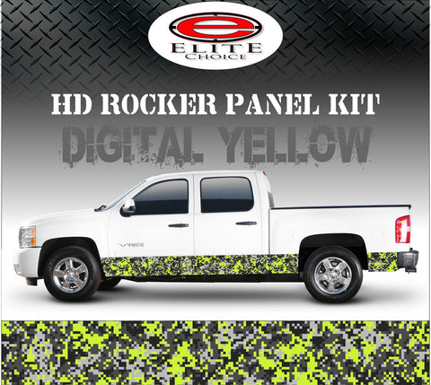 Digital Yellow Camo Rocker Panel Graphic Decal Wrap Truck SUV - 12" x 24FT