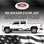 American Flag Black and White Rocker Panel Graphic Decal Wrap Truck SUV - 12" x 24FT